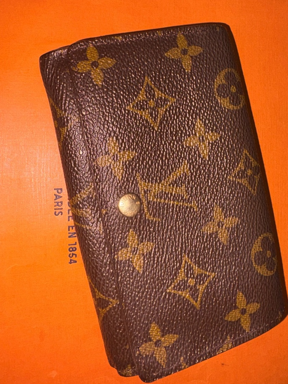 Vintage Louis Vuitton Brown and Gold Monogram Snap Wallet